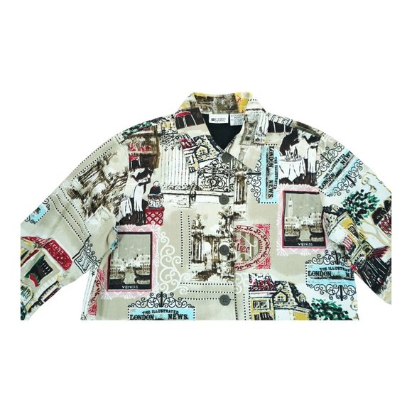 Vintage 1980’s Units Petite Chunky Button Print Jacket Sz Medium PM  100% Cotton - Picture 3 of 7